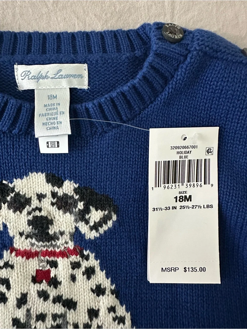 Ralph Lauren Dalmatian Intarsia-Knit Sweater